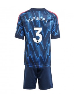 Arsenal Cristhian Mosquera #3 Replika Borta Kläder Barn 2025-26 Kortärmad (+ byxor)